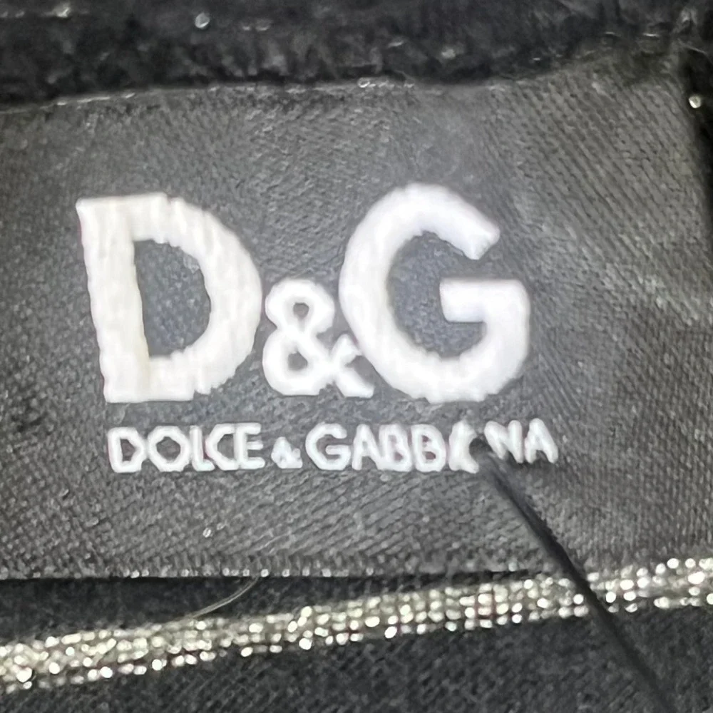 D&G Dolce & Gabbana Black Silver‎ Metallic Striped Pencil Skirt Italy Size 44 - Picture 5 of 9